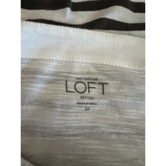 Ann Taylor LOFT Boat neck embellished blouse Sz Small Striped Ivory Long Sleeve - Picture 7 of 10